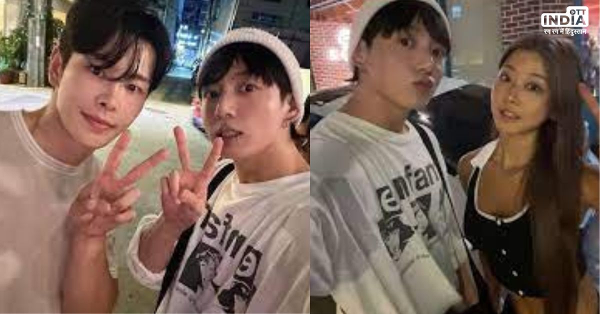 Jungkook taking pictures with fans