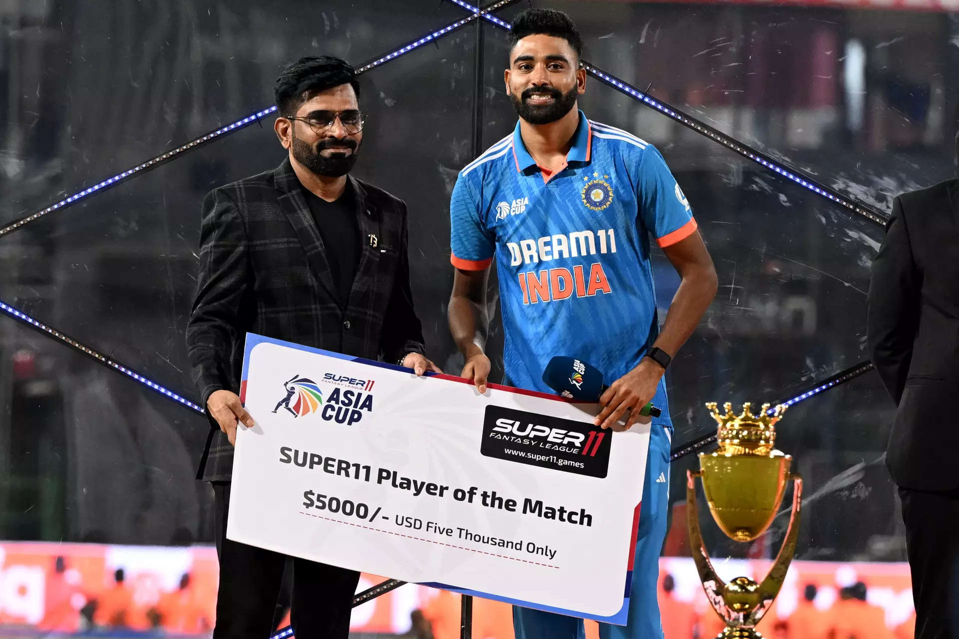 Mohammad Siraj winning the player of Match